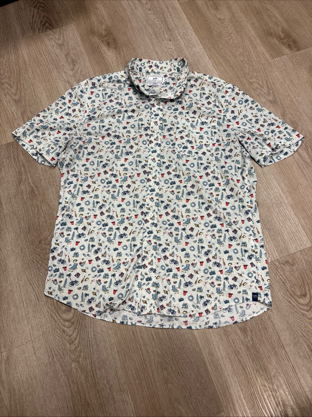 Southern Tide Intercoastal Shirt Mens M Performance Go With The Float Print